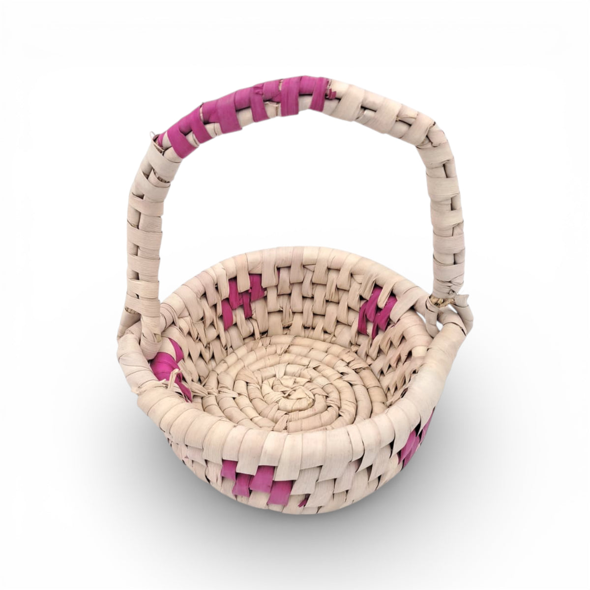 Handwoven Natural Rattan Flower Basket with Handle – Handmade Eco-Friendly Decorative Storage & Gift Basket (22H × 21L × 17W CM) - Damoo