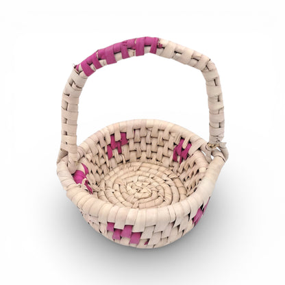 Handwoven Natural Rattan Flower Basket with Handle – Handmade Eco-Friendly Decorative Storage & Gift Basket (22H × 21L × 17W CM) - Damoo