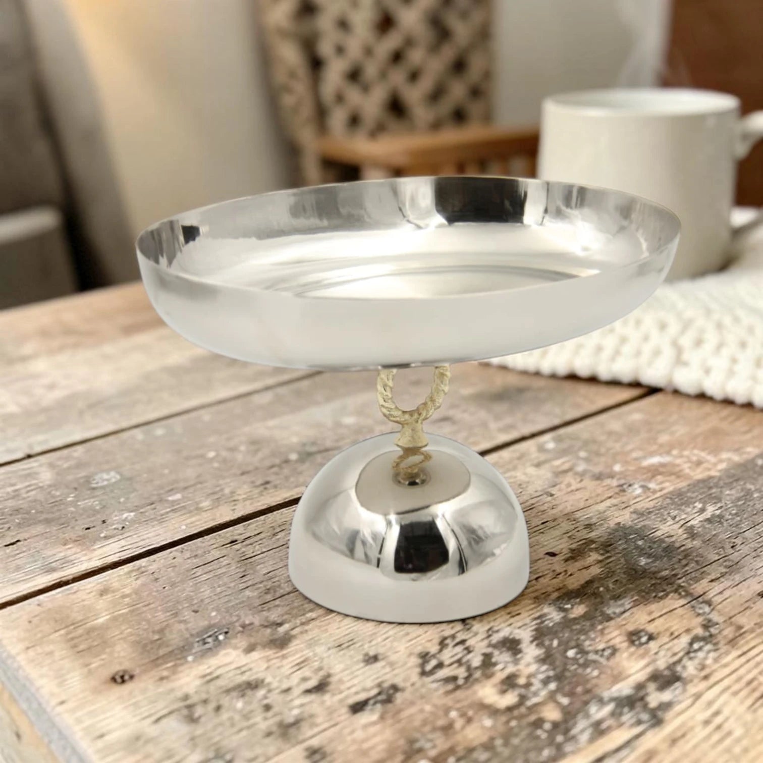Damoo Oval Metal Serving Tray with Pedestal Base – Elegant Aluminum & Steel Display Stand for Desserts, Fruits & Table Serving (19H x 29.5L x 21W CM) - Damoo