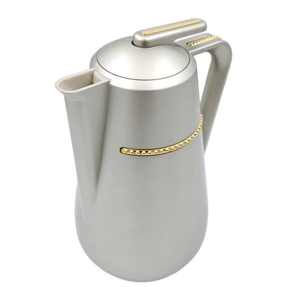 Parati Premium Double-Wall Insulated Tea & Coffee Flask – Rose Gold Vacuum Thermos Jug with Golden Handle Trim | Long-Lasting Heat Preservation | Leak-Proof Lid – 1L