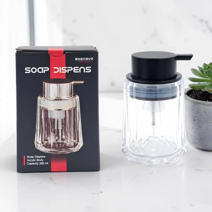 SHENGYA Foaming Soap Dispenser 280ml, Transparent Refillable Plastic Pump Bottle for Bathroom & Kitchen Countertop - Damoo