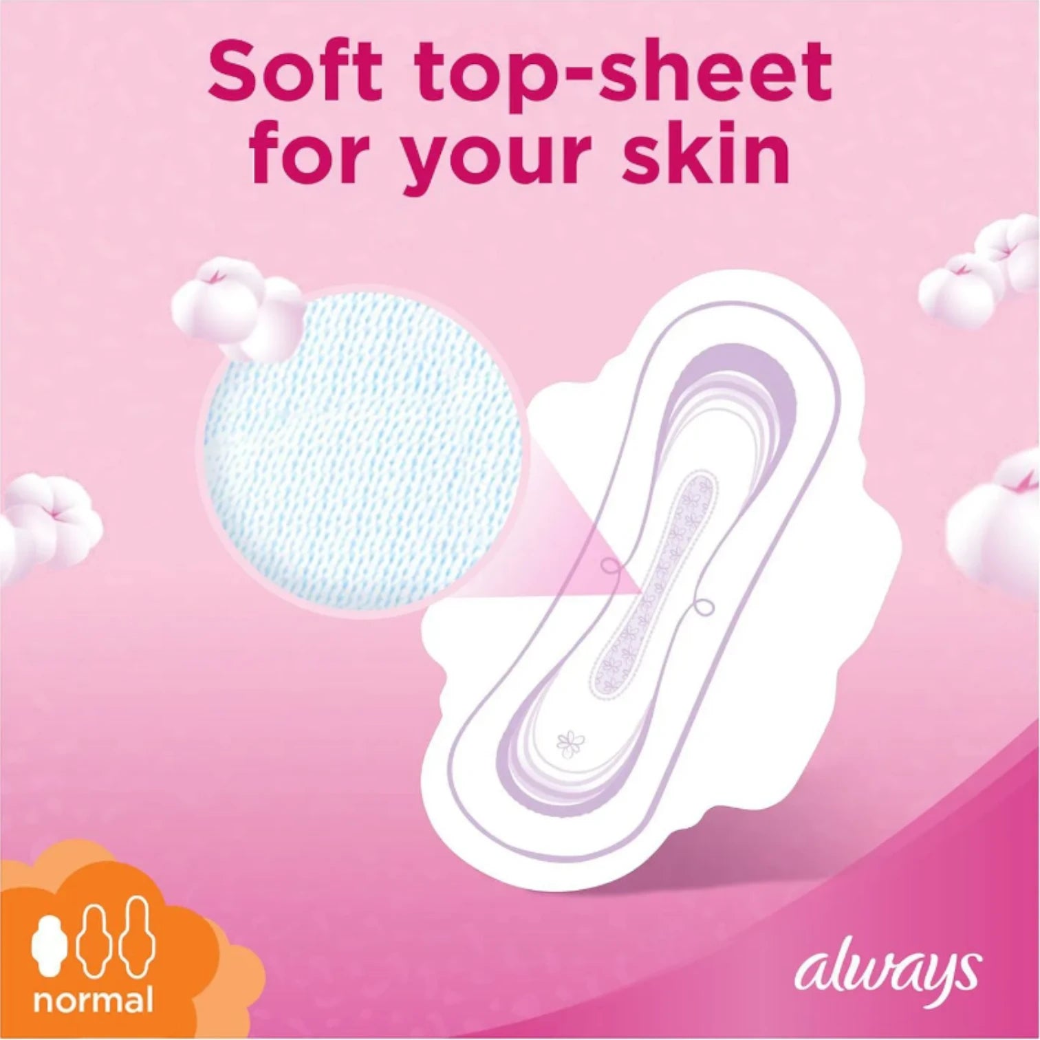 Always Cotton Soft Ultra Thin Sanitary Pads with Wings – Normal Flow, 20 Count | Hypoallergenic, Anti-Leak, Super Soft Protection - Damoo