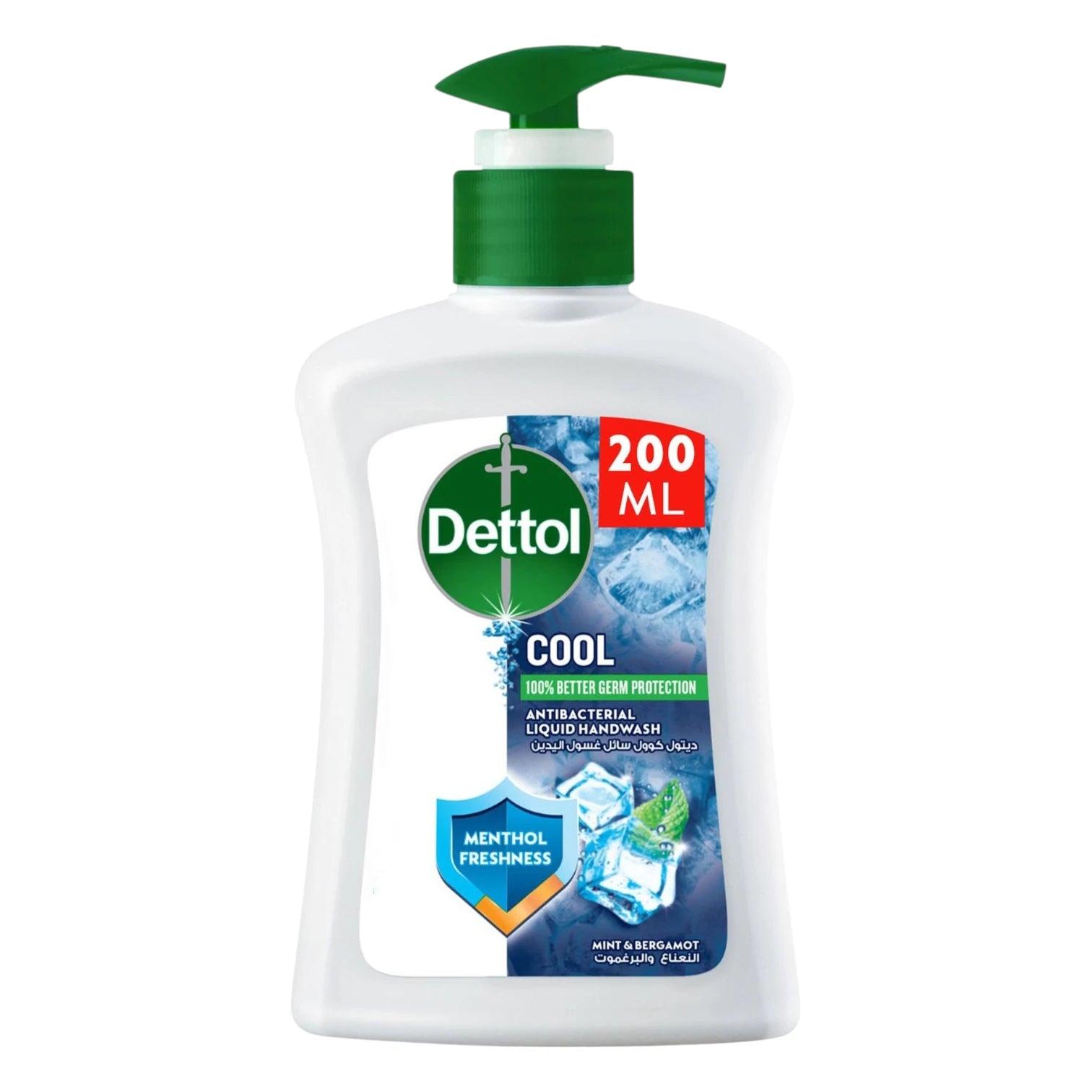 Dettol Cool Liquid Handwash Pump 200ml – Antibacterial Hand Soap with Mint & Bergamot Scent | 100% Germ & Odor Protection - Damoo