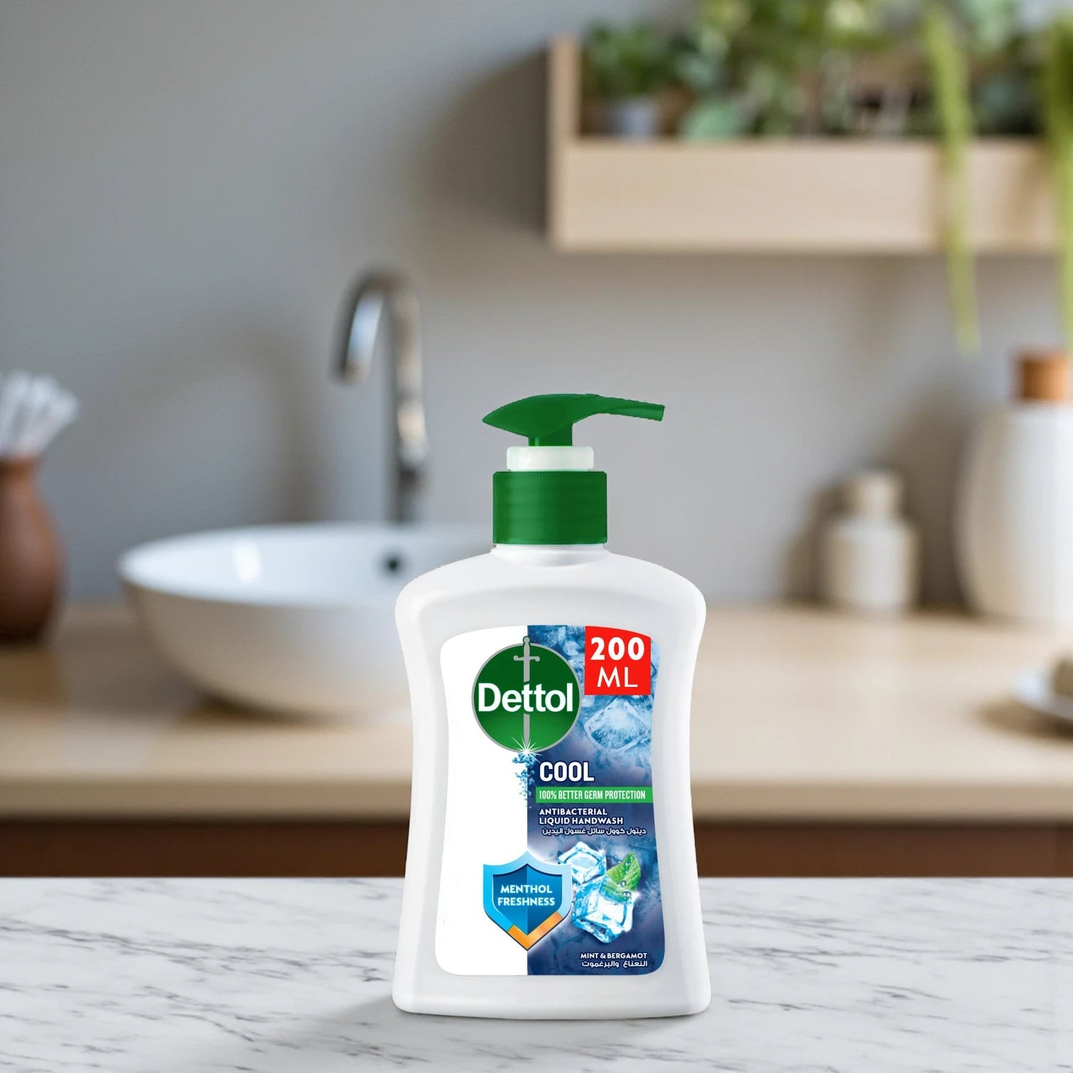 Dettol Cool Liquid Handwash Pump 200ml – Antibacterial Hand Soap with Mint & Bergamot Scent | 100% Germ & Odor Protection - Damoo