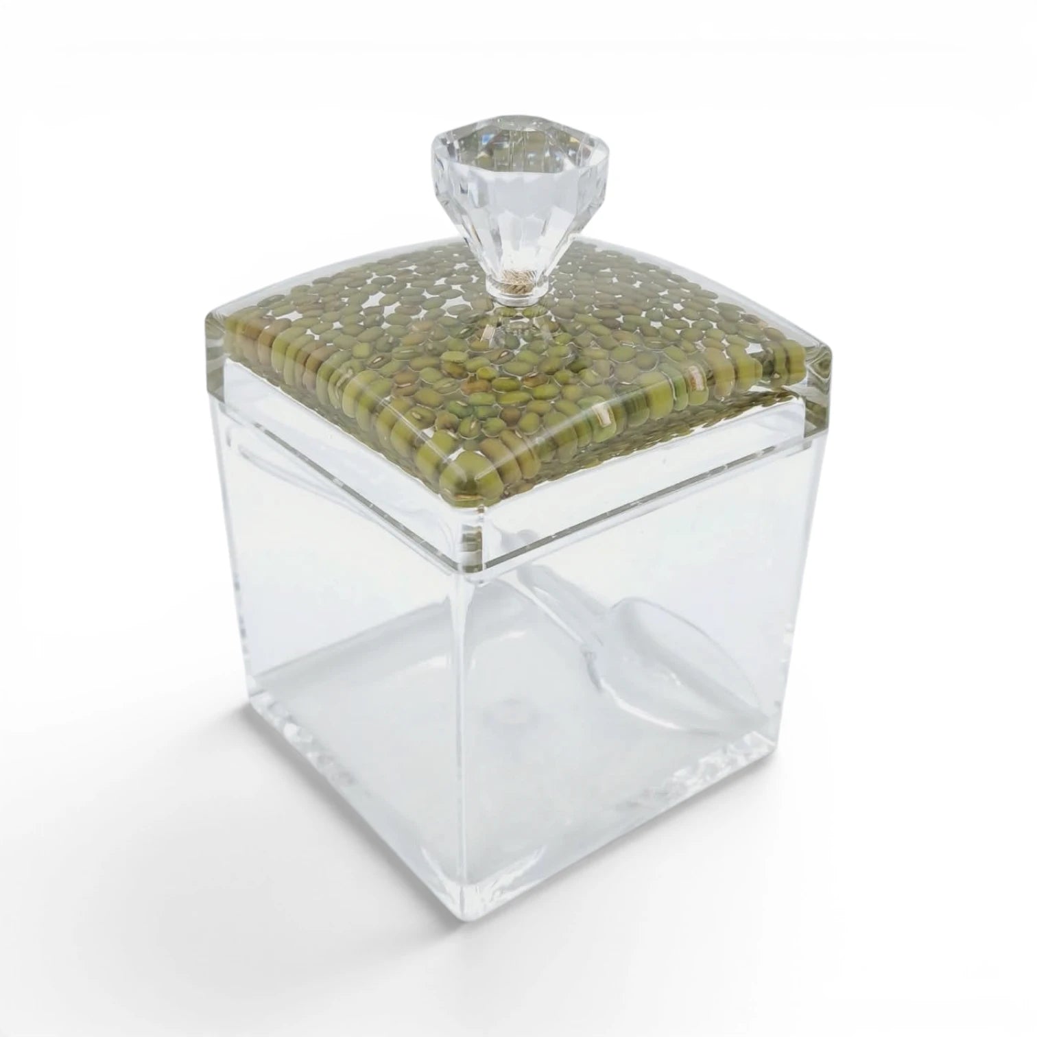 Acrylic Sugar Jar with Lid and Spoon, Clear Storage Container for Candy Condiments Spices, Decorative Kitchen Organizer, Available in 2 Designs - Damoo