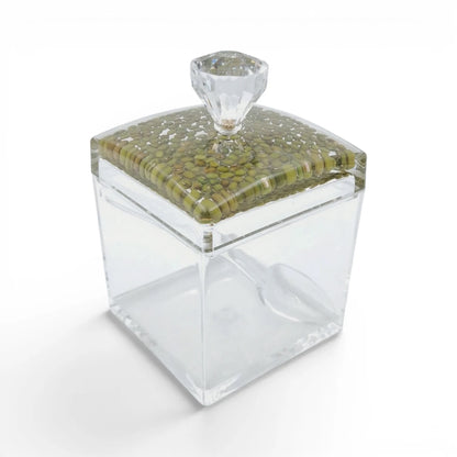 Acrylic Sugar Jar with Lid and Spoon, Clear Storage Container for Candy Condiments Spices, Decorative Kitchen Organizer, Available in 2 Designs - Damoo