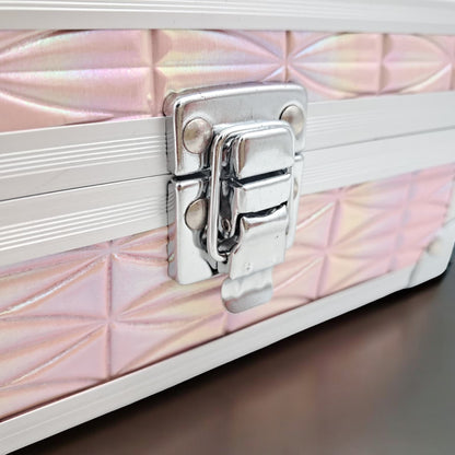 Premium Aluminum Jewelry Storage Box with Mirror & Removable Velvet Organizer – Compact Makeup & Accessories Case (H14cm x W13cm x L18cm) - Damoo