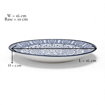 Che Brucia Ceramic Round Mandala Pattern Plate – 16cm Appetizer / Snack / Dessert Serving Plate – Heat Resistant, Dishwasher & Microwave Safe – Boho Tableware for Home & Restaurants