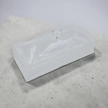 Luxury Crystal Acrylic Cutlery Holder Box with Cover, Transparent Spoon & Fork Storage Organizer, Kitchen Countertop Utensils Holder - Damoo