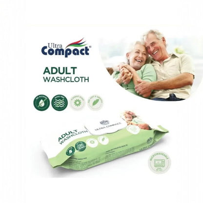 Ultra Compact Adult Washcloths – 50 Large Moisturizing Wipes | Alcohol & Paraben Free, Gentle Rinse-Free Cleansing for Elderly & Sensitive Skin - Damoo