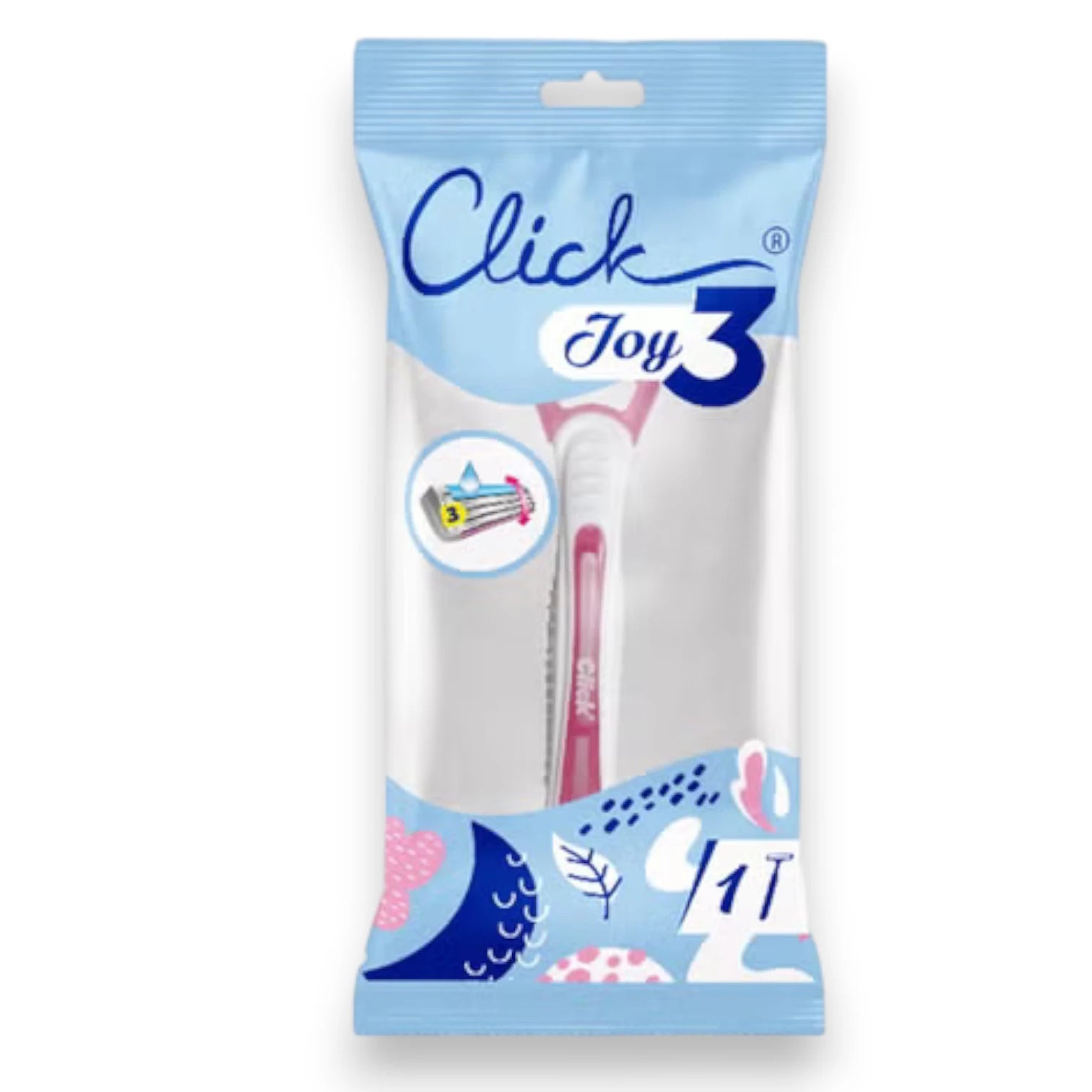 Click Joy3 Women’s Razor – Triple Blade Disposable Shaver for Smooth & Gentle Shaving, Comfort Grip Handle – 1 Piece Pack - Damoo
