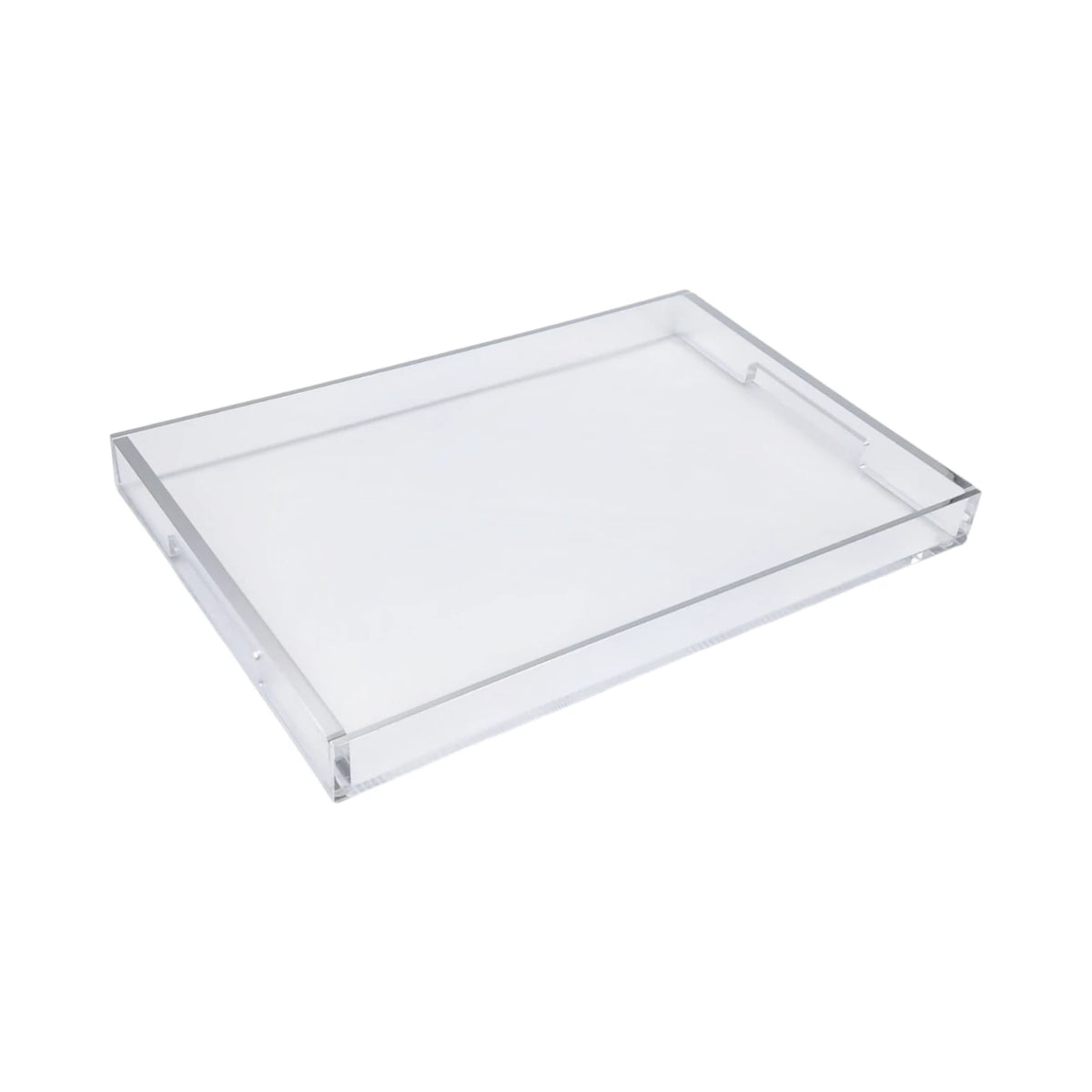 Clear Acrylic Serving Tray with Gold & Silver Edge Design – Modern Rectangular Organizer Tray (4H x 45L x 30W CM) - Damoo