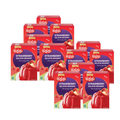 Al Alali Strawberry Gelatin Dessert 12 x 80g | 100% Halal Beef Gelatin | Classic Sweet Treat for All Ages | Versatile Dessert Base - Damoo