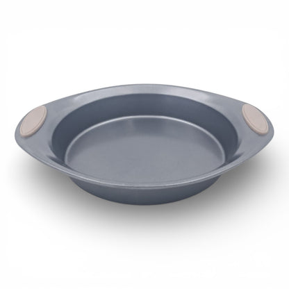 MSLE Marble Coating Nonstick Round Cake Baking Pan with Silicone Handles – Carbon Steel Bakeware for Even Baking (5H x 31L x 26W CM) - Damoo