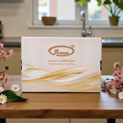 Ansa Luxury Rectangular Silver Serving Tray – Premium Gloss Shine Finish | Durable, Lightweight & Elegant | Ideal for Tea, Coffee, Snacks, Desserts, Parties & Home Hospitality – H(1.5cm) x W(28cm) x L(40cm)