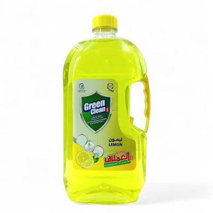 Green Clean Lemon Multipurpose Cleaner & Disinfectant Liquid – 2L | Powerful Dishwashing Liquid for Dishes, Utensils & Household Surfaces | Fresh Lemon Scent - Damoo