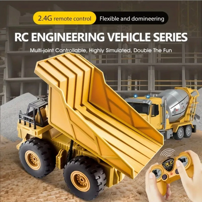 MK City Truck Engineering Dump Truck – 1:24 Scale Remote Control Heavy Duty Mining Construction Vehicle Toy for Kids, Rechargeable 2.4G RC Truck, Ages 3+
