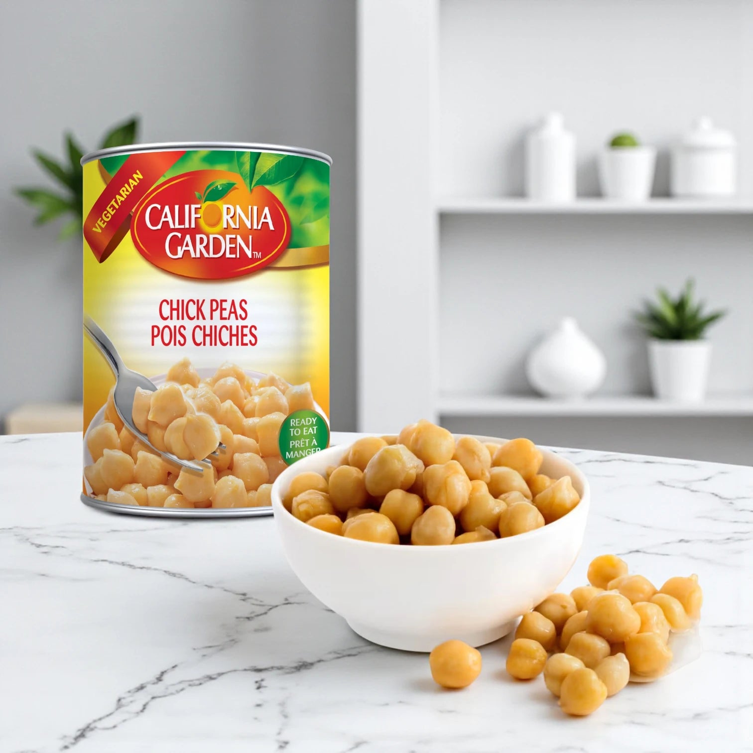 California Garden Canned Chickpeas – Ready-to-Eat 3-Pack (3 x 400g) | High-Protein, Vegan, Fiber-Rich Legumes for Salads, Hummus, & Quick Meals - Damoo
