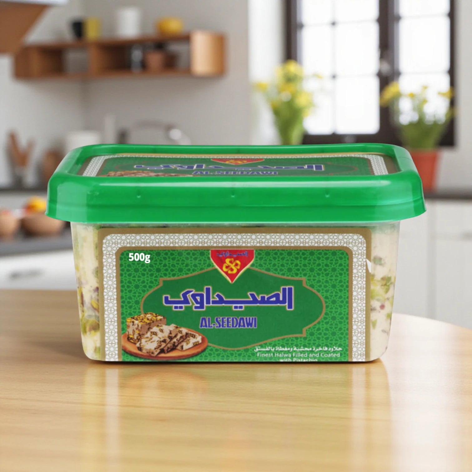 Al Seedawi Halawa Pistachio 500g – Rich & Creamy Middle Eastern Sweet with Tahina and Premium Pistachios | Traditional Halva Dessert | No Artificial Colors, Freshly Packed - Damoo