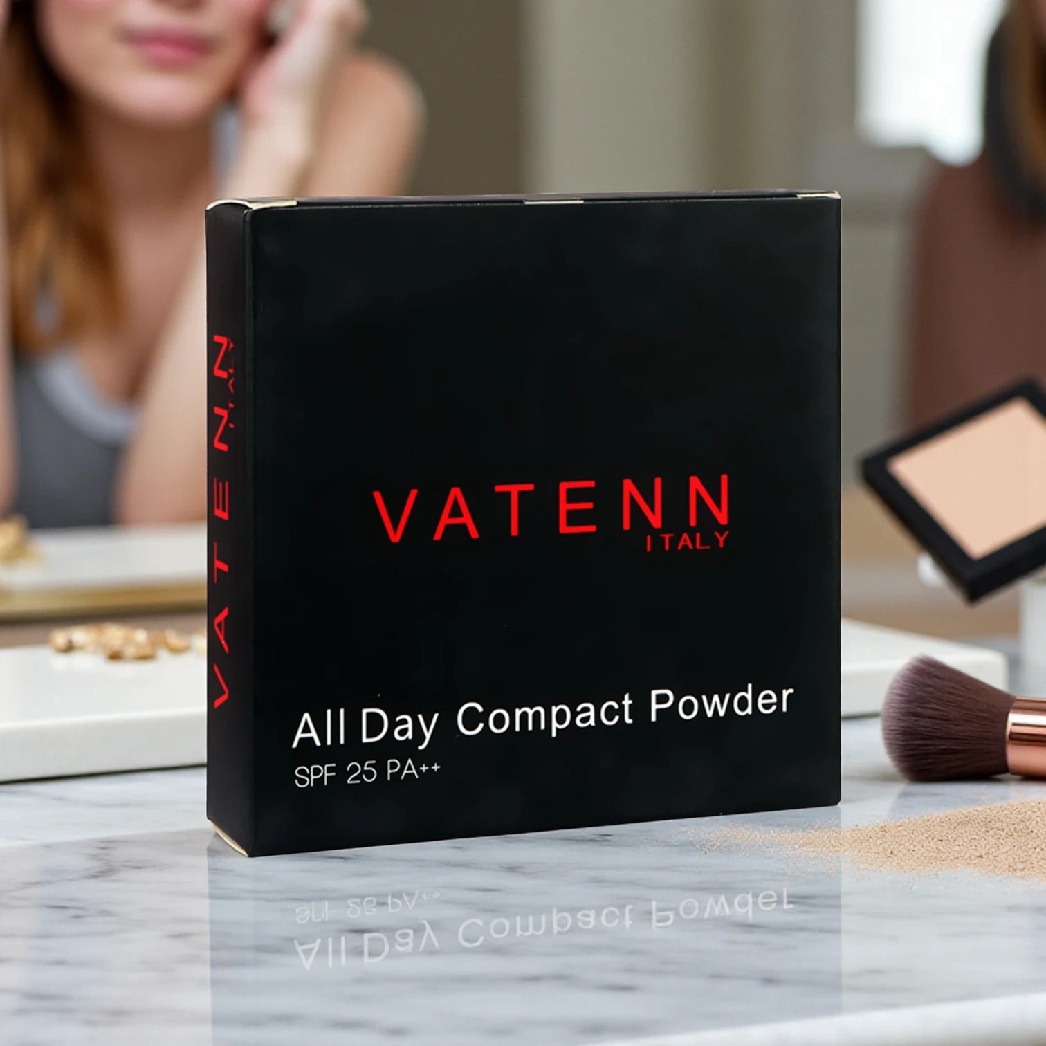 Vatenn Italy All Day Compact Powder 102 Velour CP102 – Matte Finish, Long-Lasting, Lightweight & Buildable Coverage for Fresh, Shine-Free Skin - Damoo