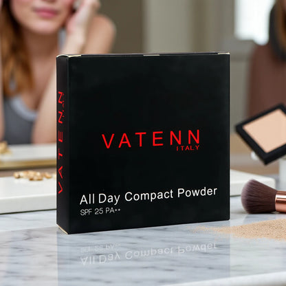 Vatenn Italy All Day Compact Powder 102 Velour CP102 – Matte Finish, Long-Lasting, Lightweight & Buildable Coverage for Fresh, Shine-Free Skin - Damoo