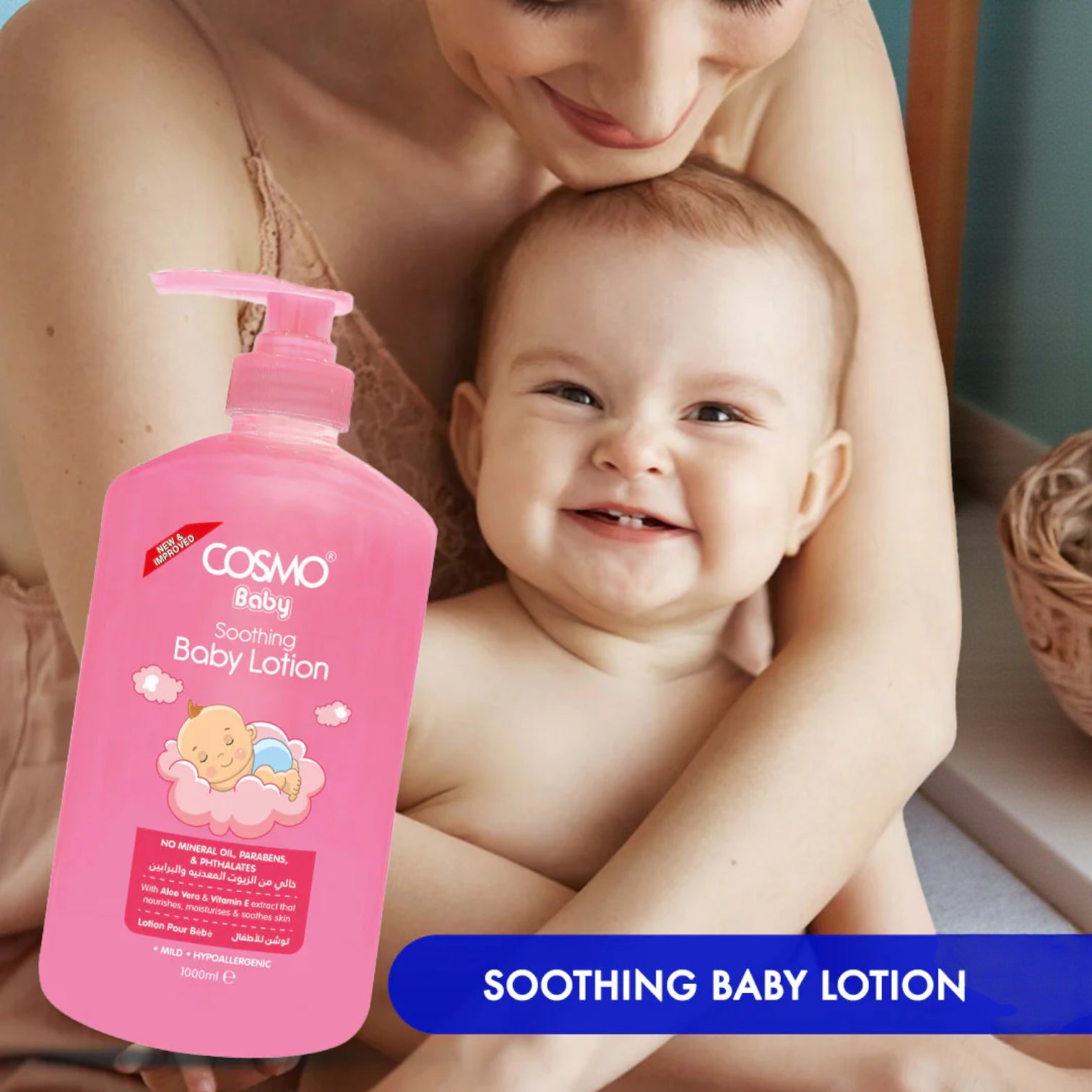 Cosmo Baby Soothing Baby Lotion with Aloe Vera & Vitamin E – Gentle Moisturizing Care for Delicate Skin (500ml) - Damoo