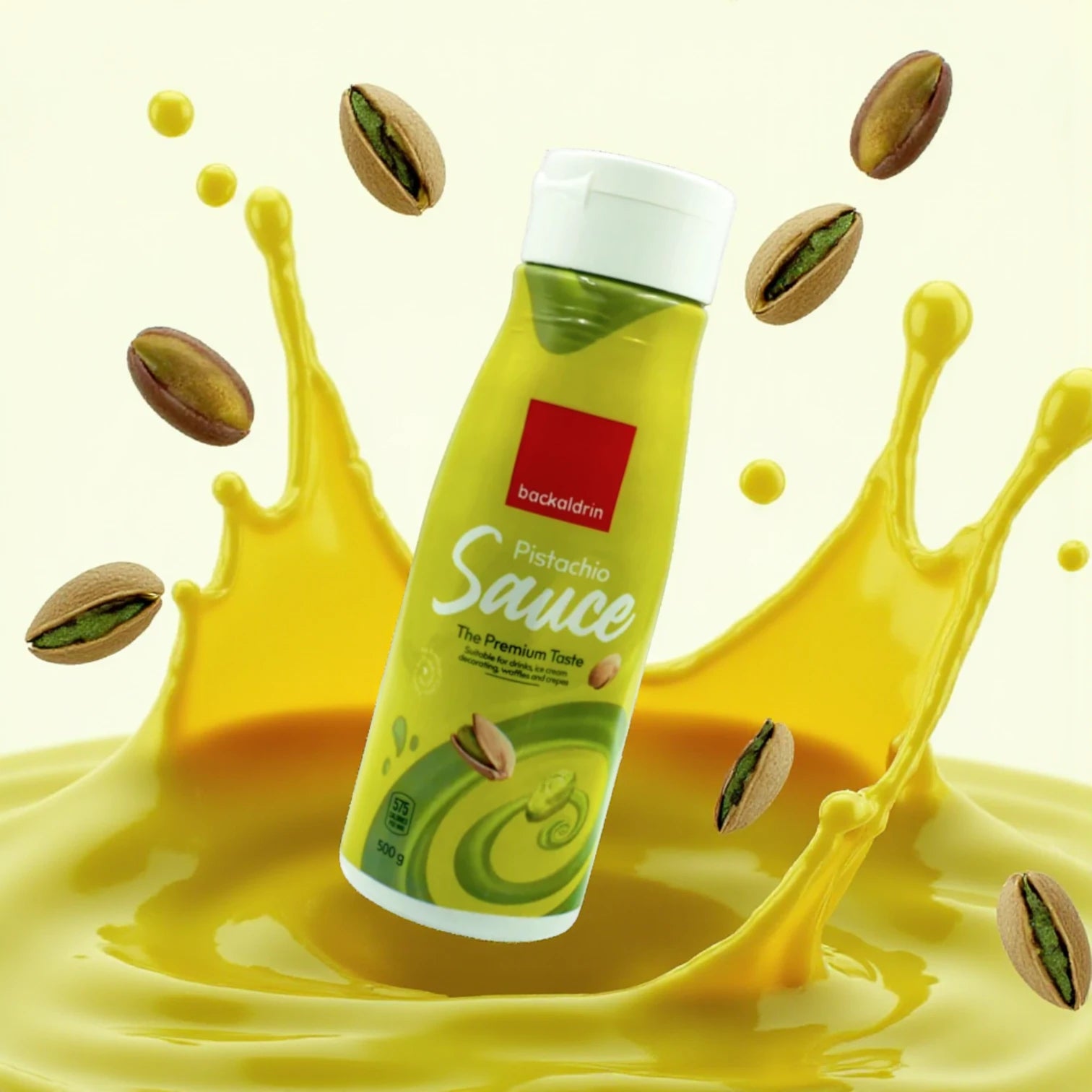 Backaldrin Pistachio Dessert Sauce – 500g | Creamy Ready-to-Use Topping & Filling for Ice Cream, Waffles, Cakes & More - Damoo