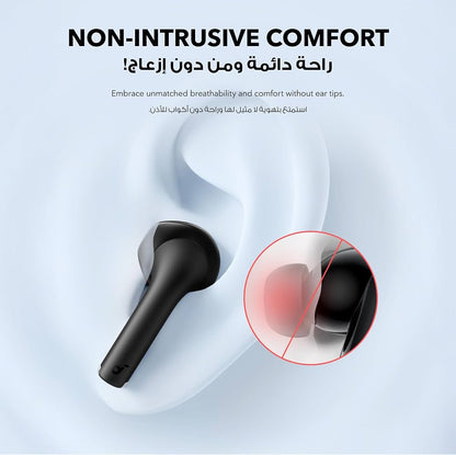 سماعات أذن لاسلكية soundcore K20i باللون الأسود مع علبة شحن | BassUp، مكالمات واضحة، شحن سريع، تشغيل 6/36 ساعة وIPX5
