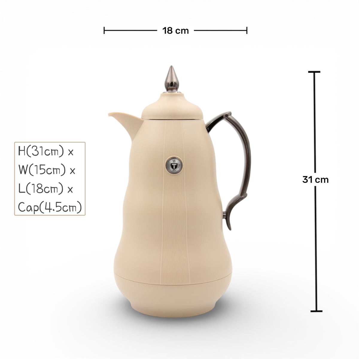 Arabic Classic Heritage Tea Flask 1L Double Wall Glass Liner Vacuum Jug with Traditional Pattern & Heat Insulation Available on Multi Color Options (24H x 13W × 13L CM) - Damoo