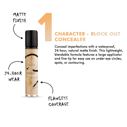 Character Block Out Concealer Chantilly BOC005 | 24H Full Coverage, Lightweight, Antioxidant-Infused, Long-Lasting Concealer - Damoo