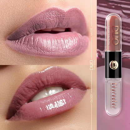 Character Duo Temptation Liquid Lipstick CDU008 | 2-in-1 Matte Base & Gloss Top Coat | Long-Lasting, Smudge-Proof, Hydrating Lip Color - Damoo