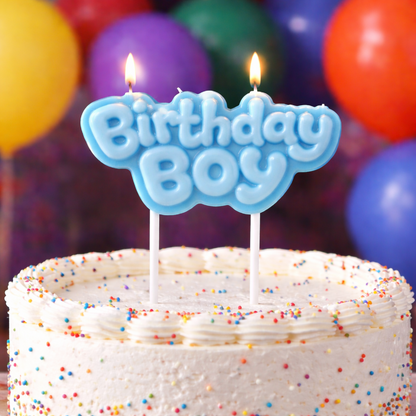 Italo Birthday Boy Letter Cake Candles (Happy Birthday) – Blue Party Candle Topper Set for Kids Birthday Cake Decoration & Celebration - Damoo