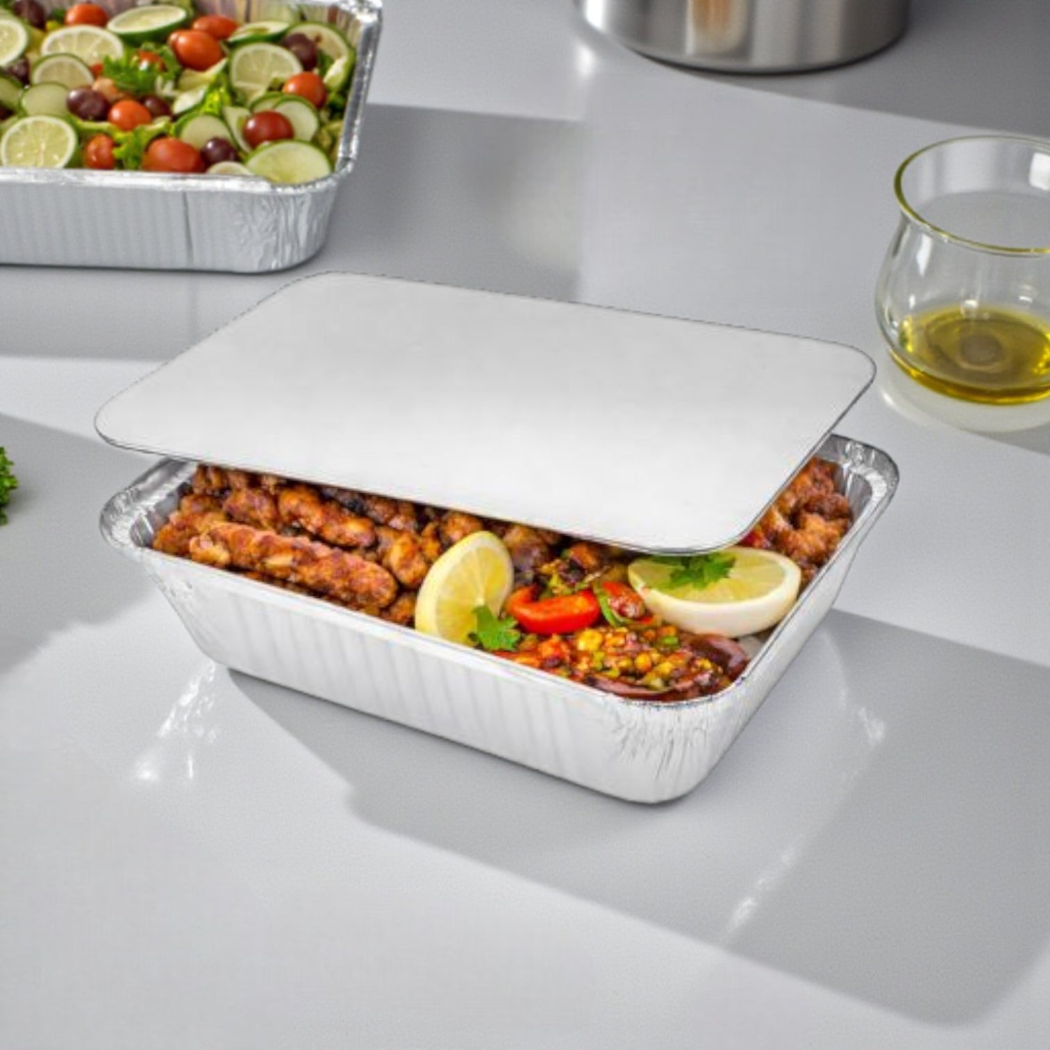 Packers Aluminium Foil Containers with Lid – Safe & Hygienic Disposable Food Trays (10-Piece Pack) - Damoo