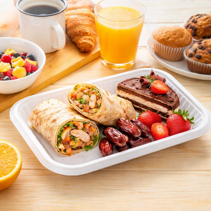 HTE Rectangular Plastic Food Container with Ribbed Edges – Multi-Purpose Serving & Storage Tray - Damoo
