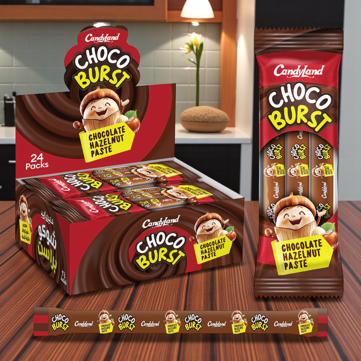 Candyland Choco Burst – Chocolate Hazelnut Paste Snack | 24 Mini Packs | Creamy Hazelnut Filling | Kids Treat & On-The-Go Snack - Damoo