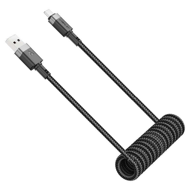 ACEFAST Acewire Pro C14-04 USB-A to USB-C Cable – Black | Up to 3A Fast Charging | USB 2.0 Data Transfer | Spring Nylon Anti-Tangle Design
