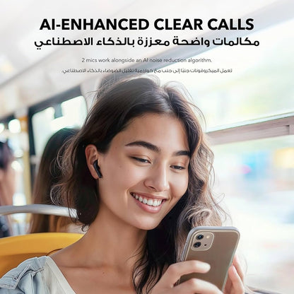 سماعات أذن لاسلكية soundcore K20i باللون الأسود مع علبة شحن | BassUp، مكالمات واضحة، شحن سريع، تشغيل 6/36 ساعة وIPX5