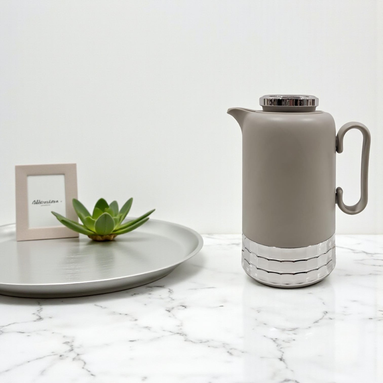 Germax Vacuum Flask Set – Soft Grey & Silver | Elegant Dual Flask Set for Coffee & Tea  0.7L | Premium Insulated Design for Long-Lasting Heat Retention - Damoo