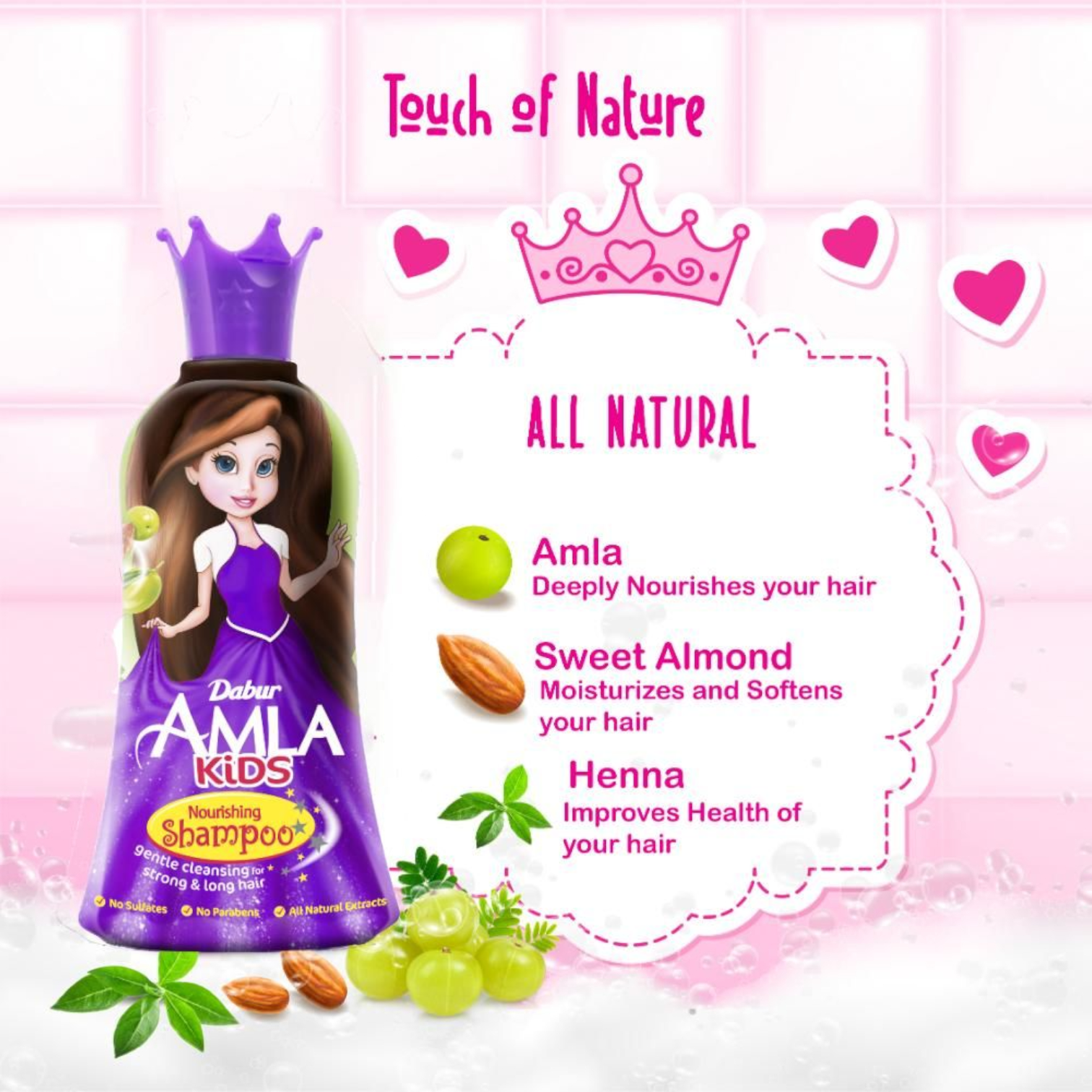 Dabur Amla Kids Nourishing Shampoo for Strong & Long Hair with Natural Extracts – No Sulfates & No Parabens (200ml) - Damoo
