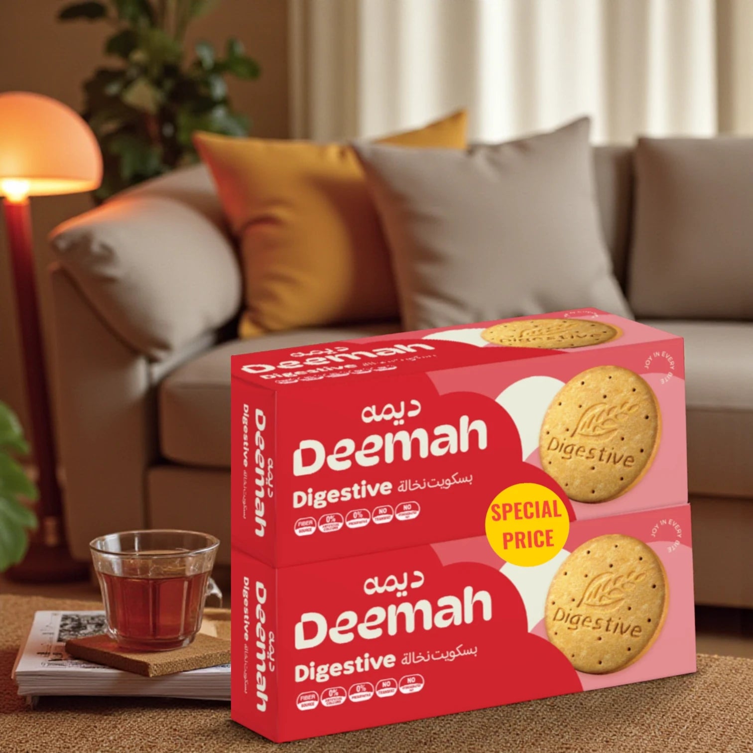 Deemah Digestive Biscuits – 2 x 340g Value Pack – High-Fiber, No Preservatives – Healthy Wheat Biscuits for Everyday Snacking – Special Price – No Trans Fat or Artificial Additives - Damoo