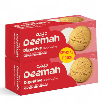 Deemah Digestive Biscuits – 2 x 340g Value Pack – High-Fiber, No Preservatives – Healthy Wheat Biscuits for Everyday Snacking – Special Price – No Trans Fat or Artificial Additives - Damoo