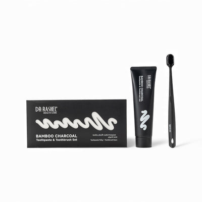 Dr. Rashel Bamboo Charcoal Toothpaste & Soft-Bristle Toothbrush Set – Deep Cleaning, Whitening & Fresh Breath – 120g + 1pc - Damoo