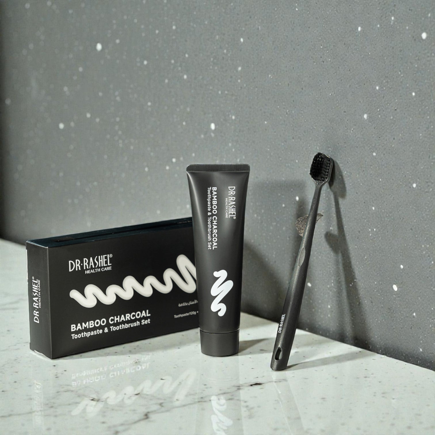 Dr. Rashel Bamboo Charcoal Toothpaste & Soft-Bristle Toothbrush Set – Deep Cleaning, Whitening & Fresh Breath – 120g + 1pc - Damoo