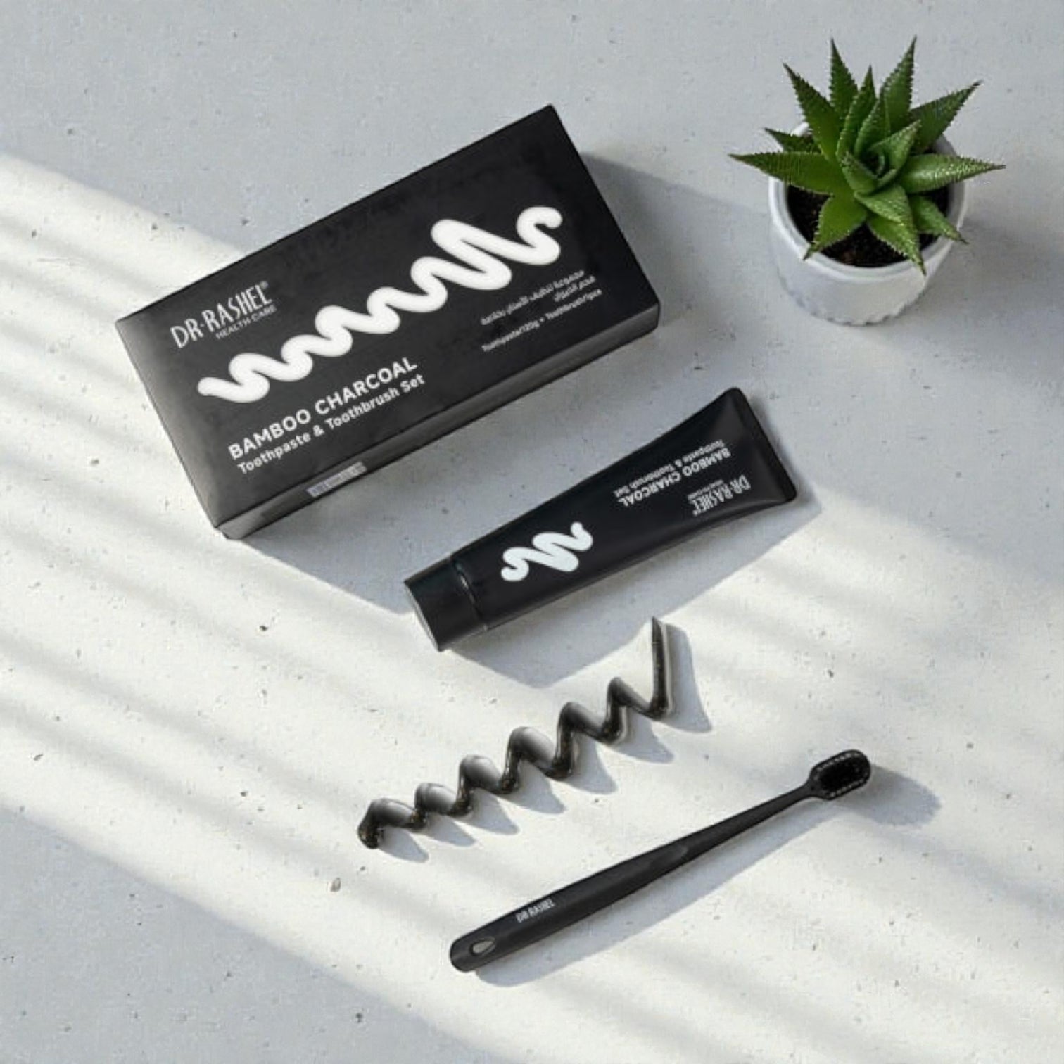 Dr. Rashel Bamboo Charcoal Toothpaste & Soft-Bristle Toothbrush Set – Deep Cleaning, Whitening & Fresh Breath – 120g + 1pc - Damoo