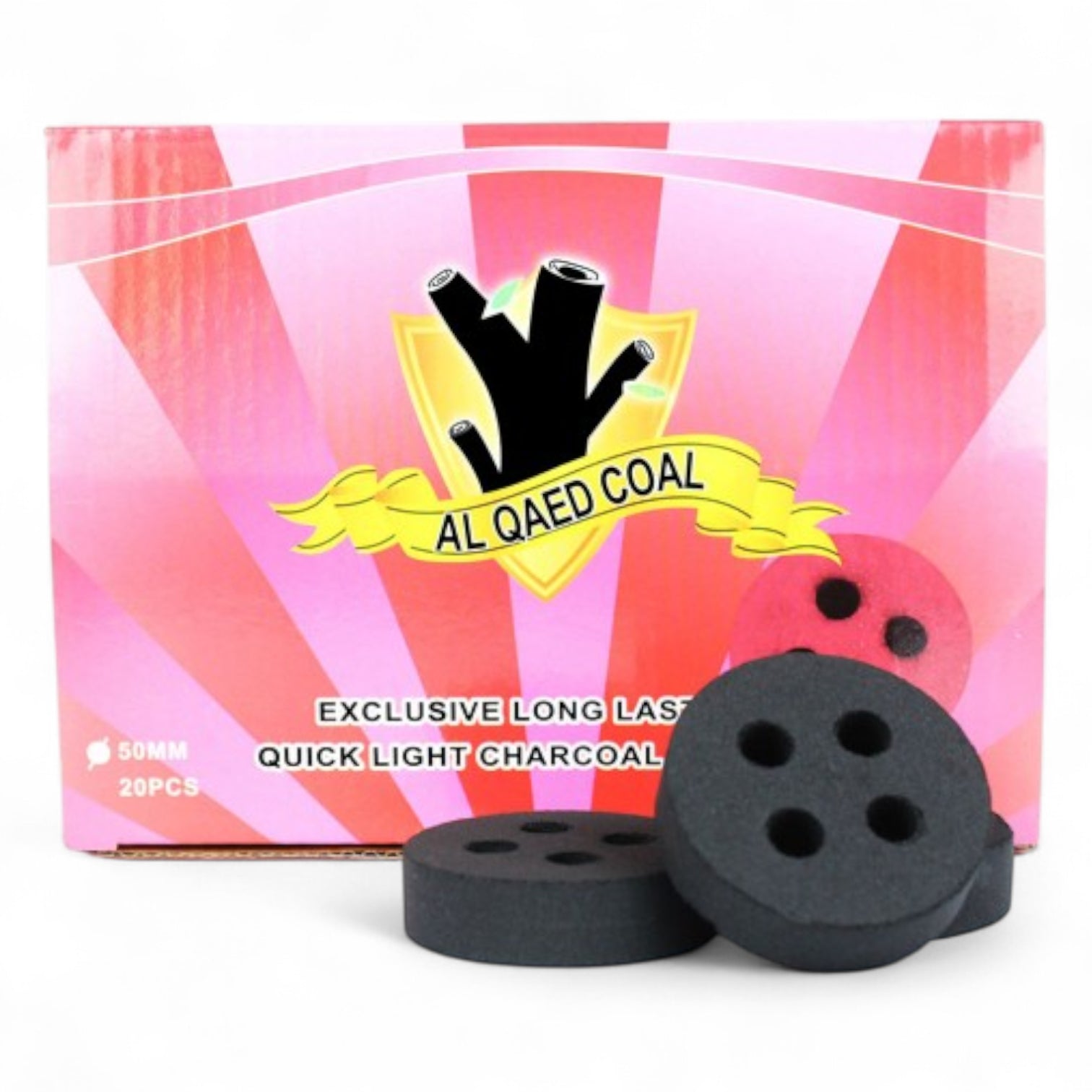 Al Qaed Charcoal Tablets 50mm – 20 Pcs | Quick Lighting, Long-Lasting & Clean-Burning Charcoal for Bakhoor, Oud, Incense & Shisha