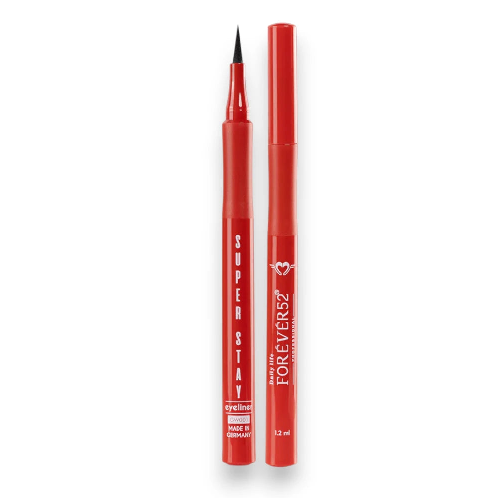 Forever52 Super Stay Eyeliner – GW001 Black | Made in Germany | Waterproof, Smudge-Proof, Long-Lasting Precision Liner (1.2ml) - Damoo