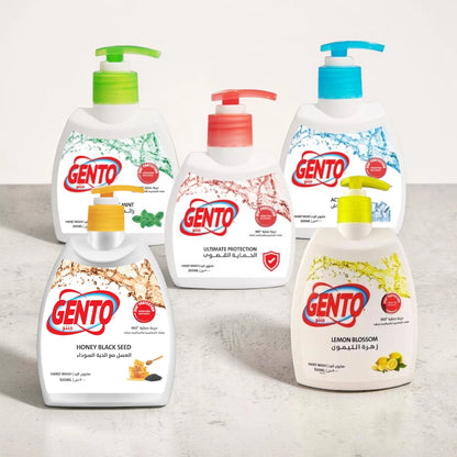 Gento Hand Wash 500ml, Antibacterial Liquid Soap with Moisturizing Protection, Multi Fragrance Options (Rose, Lemon Blossom, Honey Black Seed, Actifresh) - Damoo