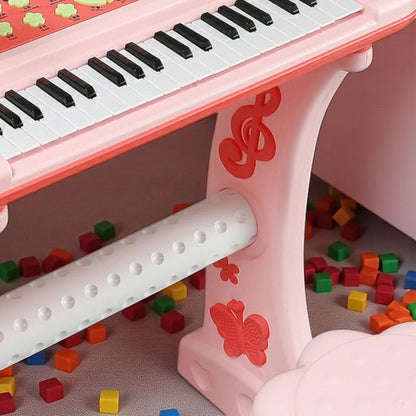 Fun Music Electronic Organ Keyboard for Kids | 37 Keys Piano with Microphone, Stool, Lights & Demo Songs | Educational Music Toy for Children 3+