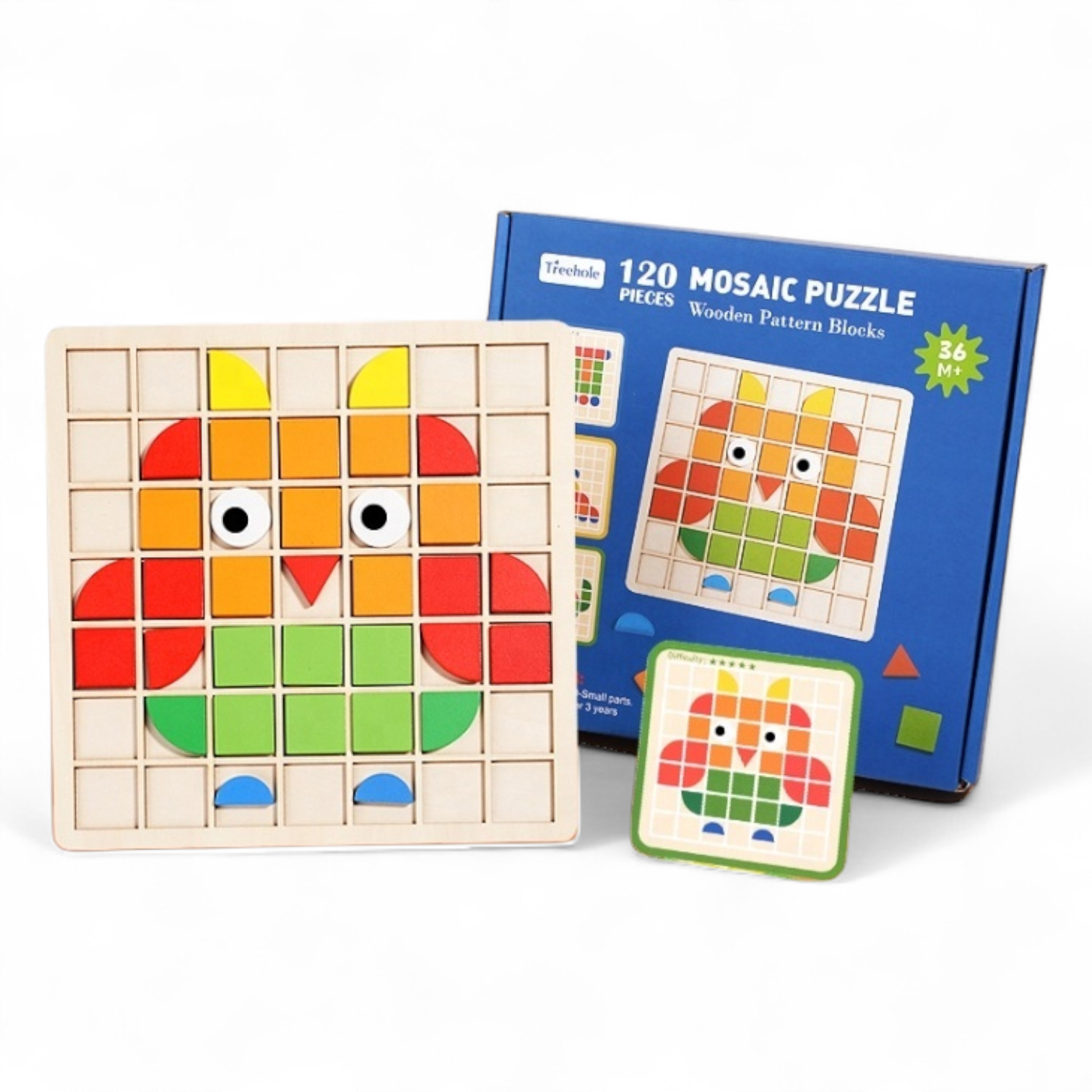 BMT 3D Mosaic Puzzle Wooden Building Blocks Toy – 120 Pcs Montessori Early Educational Set with Sticks, Rings, Pattern Cards & Storage Bag | Creative STEM Learning Toy for Kids Ages 3+ - Damoo