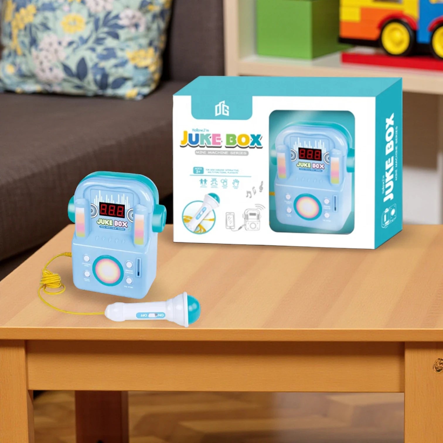 MK Kids Karaoke Juke Box | 3-in-1 Music Player, Coin-Operated Singing Machine, MP3 Mobile Speaker, Flashing Lights Toy for Children - Damoo